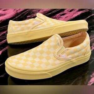 Vans Yellow Checkered Slip-On Shoes